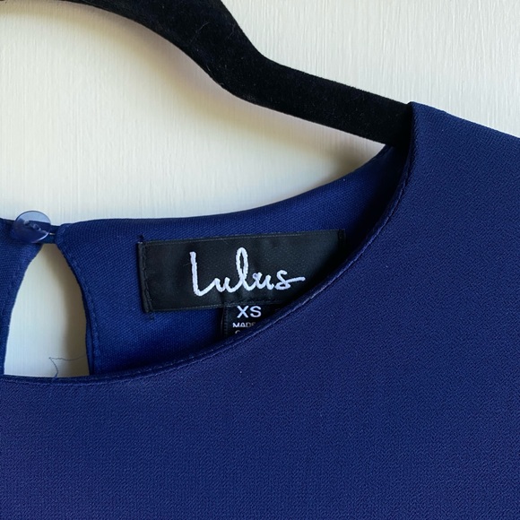 Lulus Ruffle Sleeve Navy Blue Shift Dress - Picture 8 of 8